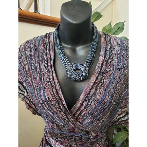 Laundry Women's Multicolor Viscose V-Neck Short Sleeve Knee Length Dress Large - Picture 11 of 13